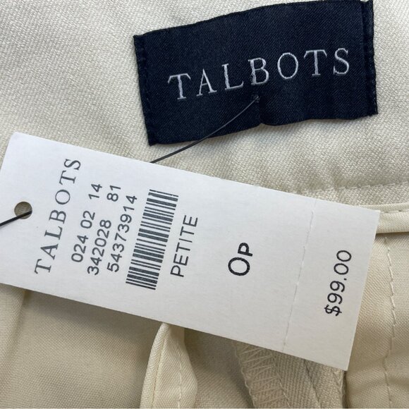 Talbots Womens Beige Cotton Blend Chatham Ankle Pants Size 0 Petite - New - Picture 9 of 12